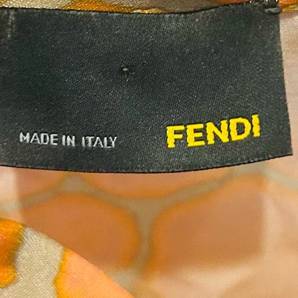 Fendi Tunic Dress Size 40 US 6 Orange Gold Abstract Silk Mod Style Made in Italy - Picture 3 of 16
